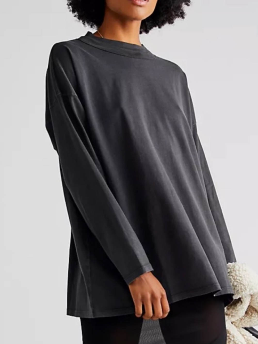 Free People We The Free Be Free Tunic Gray Long Sleeve Mock Neck Oversized-Small
